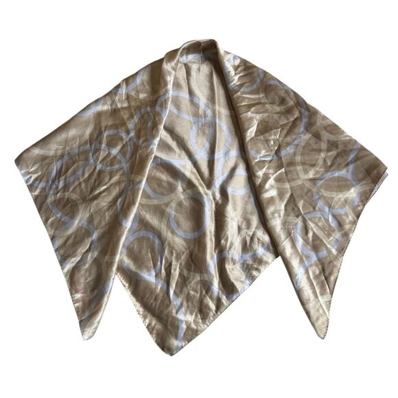 Hedgren Circle Print Silk Square Scarf Tan - Picture 6 of 7